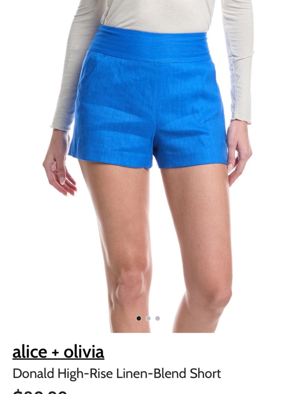 Alice + Olivia Electric Blue High-Waist Linen-Blend Shorts